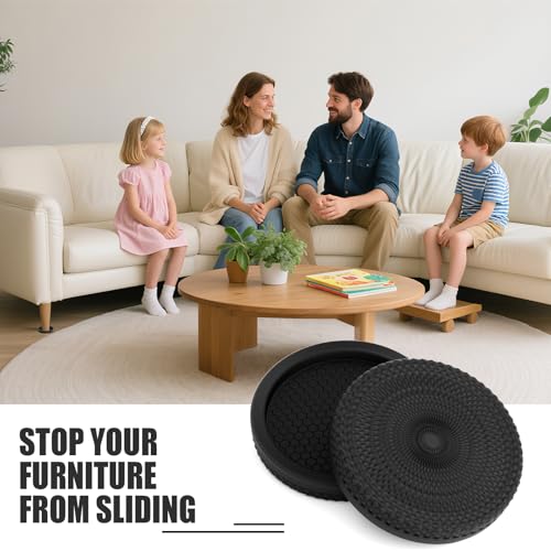 Ezprotekt Non Slip Furniture Pads, 8 Pcs 2" Anti Slip Rubber Caster Cups, No Slide Furniture Gripper, Anti Skid Furniture Coasters for Hardwood Floors, Furniture Stoppers to Prevent Sliding (Black) - size: 2" 8pcs