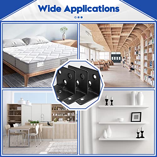 30PCS Black L Brackets for Shelves with 180PCS Screws, Goihgioh Stainless Steel Corner Braces for Wood Metal Small L Brackets, Heavy Duty Angle Brackets for Bed Table Leg Frame Cabinet - style: 30pcs