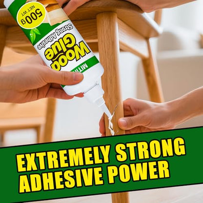 Wood Glue 17.6 oz/500 g, High-Capacity Super Glue for Woodworking, Waterproof Strong Wood Glue for Furniture Heavy Duty, Waterproof Glue for Crafts, Furniture, Wood Floor, Baseboard, cabinets, Door