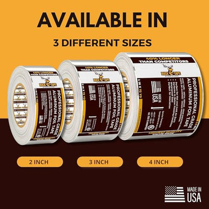 4 Pack Buck Aluminum Foil Tape – 3 Inch x 216ft (72 yd), 3.6 Mil – HVAC Tape for Ductwork, AC, Dryer Vents & Insulation – Silver Foil Tape for Metal Repair, Exhaust Sealing & Air Conditioning - size: 3 Inch, style: 4 Pack