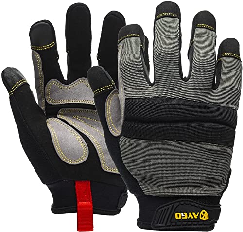 KAYGO Work Gloves For Men, KG125M Mechanic Utility Work Gloves for All Purpose, Excellent Grip, Heavy Duty, Improved Dexterity, Touch Screen, Large - color: Gray, size: Large