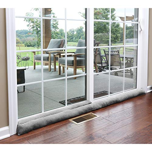 HOME DISTRICT Sliding Door Draft Stopper - Gray Glass Door Draft Blocker, Patio Under Door Draft Stopper, Noise Blocker Approx. 71" Long