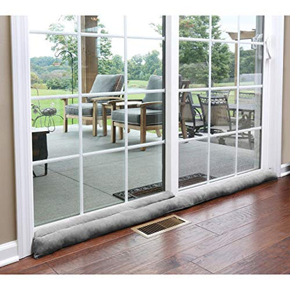 HOME DISTRICT Sliding Door Draft Stopper - Gray Glass Door Draft Blocker, Patio Under Door Draft Stopper, Noise Blocker Approx. 71" Long