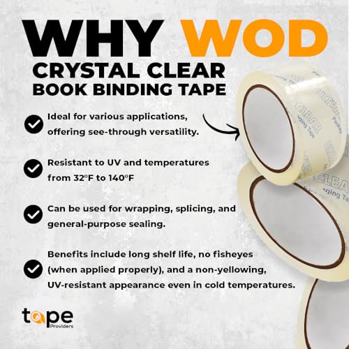 WOD CST22CC Crystal Clear Multi-Purpose Book Repair Tape – 1 inch x 55 yds. See-Through Protection, Label Covering, Outdoor Uses, Lamination, and Carton Sealing. - size: 1 inch x 55 yds.