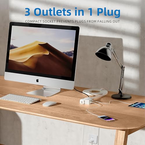 TiFFCOFiO Indoor Extension Cord, 2 Prong 6 Feet Extension Cord, 3 Polarized Outlets with Safety Slide Windows,13A/1625W, 16 AWG, 2 Packs - size: 2 Packs