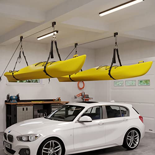 RAD Sportz Kayak Storage Hoist - Overhead Pulley System with 125lb Capacity for Canoes, Bikes, Ladders, and More - for up to 12-Foot Ceilings - size: 2 Pack