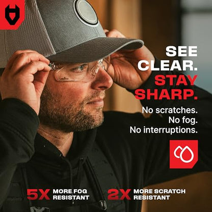 NoCry Clear Safety Glasses for Men and Women with Anti-Fog and Scratch Resistant Wrap Around Lenses, Adjustable Temples and Nose Pads — ANSI Z87 Certified Protective Eyewear with 100% UV Shielding - color: Black & Green