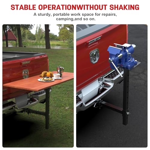 Heavy-Duty Hitch Mount Vise Plate/Bench Grinder Stand Work Table 9.45”x9.45”, Hitch Vise Holder with Adjustable Height, Universal Fit for 2-Inch Receiver