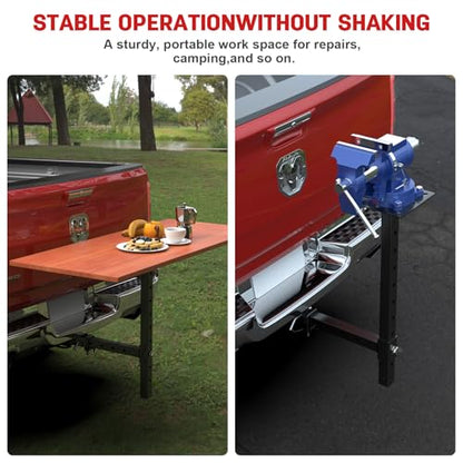 Heavy-Duty Hitch Mount Vise Plate/Bench Grinder Stand Work Table 9.45”x9.45”, Hitch Vise Holder with Adjustable Height, Universal Fit for 2-Inch Receiver