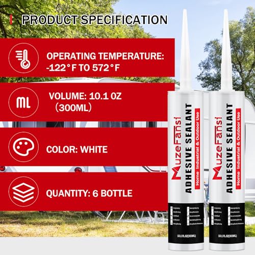 RV Silicone sealant 6Pack, Self-Leveling Lap Sealant for RV Roofs,White RV Caulking Lap Sealants for Camper Trailer Roof Window, Waterproof RV Silicone Sealants Roofing Repair Kit - style: Self Leveling 6 Packs