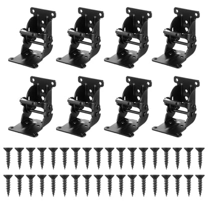 8 Packs Folding Brackets, Self-Locking Hinges with Screws & Non-Slip Pads, 500LB Capacity Adjustable Support for Table/Bed/Desk Legs, Quick-Install Heavy-Duty Extension Support Bracket