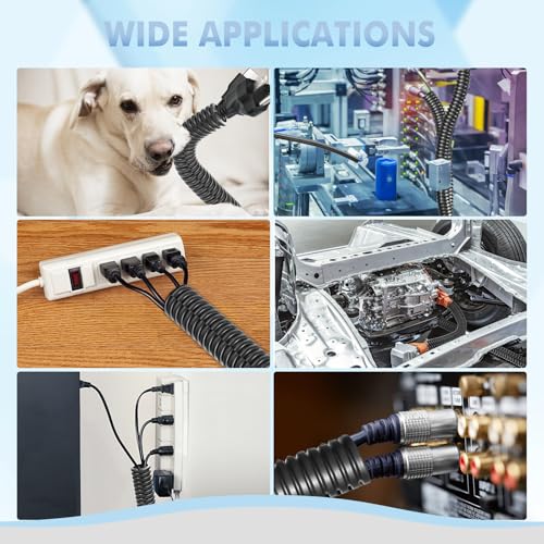 Automotive Wire Loom Flame Retardant Split Wire Loom Tubing Assortment Wiring Loom Kit Plastic Cover Electrical Covering Conduit Protective Wire Wrap Cable Sleeves Black 1/4", 1/2", 3/8" x 30 Ft - size: 1/4, 1/2, 3/8 Inch-30ft