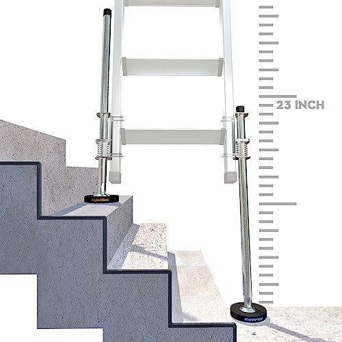23" Ladder Levelers for Type II,I and IA Extension Ladders up to 32’,with Anti-Slip Threaded and Adjustable Extension Ladder Legs for Stairs and All Surfaces - Extented Version（23"） - size: 60CM*1 PAIR