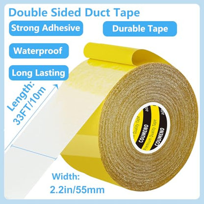 Double Sided Tape 2.2inX33FT Heavy DutyClear Fabric Tape for Carpet Rug Mounting Cloth Adhesive Removable for Home Office Craft - size: 2.2inX33FT
