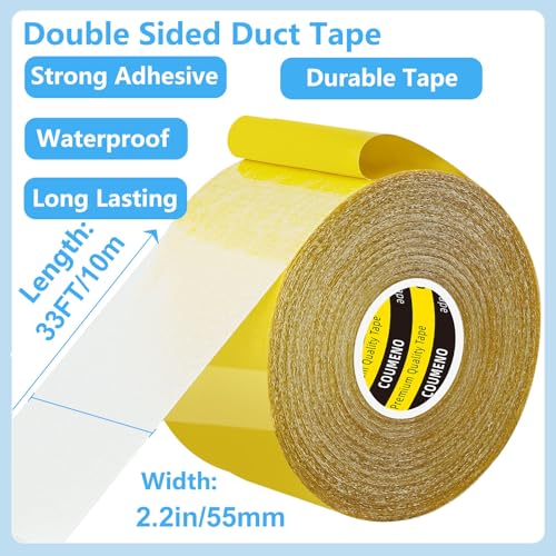 Double Sided Tape 2.2inX33FT Heavy DutyClear Fabric Tape for Carpet Rug Mounting Cloth Adhesive Removable for Home Office Craft - size: 2.2inX33FT