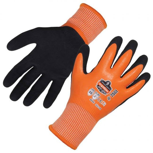 Ergodyne ProFlex 7551 Waterproof Winter Work Gloves, Cut Resistant ANSI A5, Sandy Nitrile Coated Palms, Thermal Fleece Lining, 12-Pack - size: Medium 12-Pack