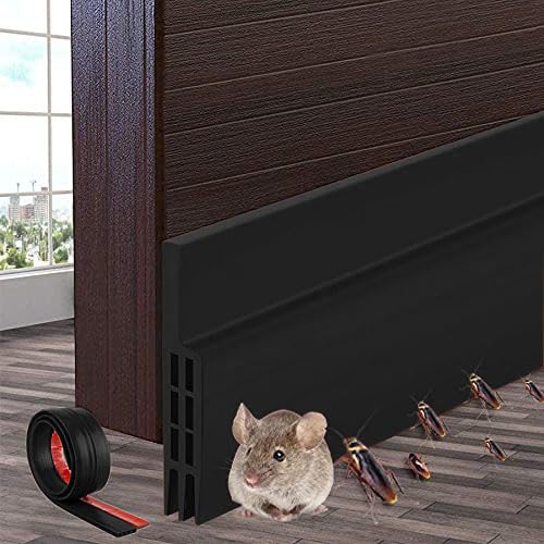 Door Draft Stopper Under Door Draft Blocker Insulator Door Sweep Weather Stripping Noise Stopper Strong Adhesive 2" Width x 39" Length (Black) - color: Black
