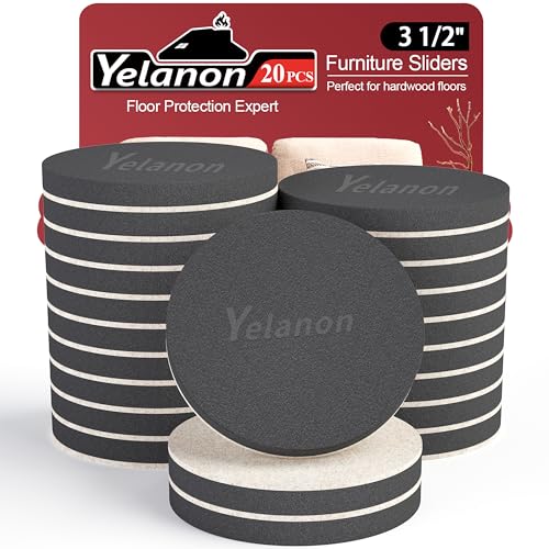 Yelanon Felt Furniture Sliders, 20pcs-3 1/2” Furniture Sliders for Carpet, Furniture Pads Hardwoods Floors, Heavy Furniture Movers Sliders, Reusable Moving Pads, Floor Protectors for Carpet - size: 20pcs 3.5"