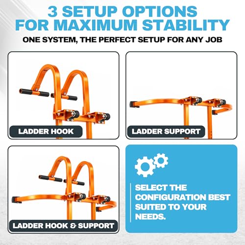 2-in-1 Heavy Duty Ladder Stabilizer with Roof Hooks, 500 LBS Steel Standoff, Non-Slip Rubber Feet for Gutter Cleaning, Roof Work & Walls | Fits Extension, Straight & Telescoping Ladders - color: Ladder Stabilizer With Hooks