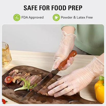 SWIFTLITE Disposable Vinyl Gloves, Food Safe, Latex-Free Powder-Free Clear Plastic Gloves for Cooking, House Clean, Food Prep - size: Large