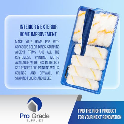 Pro Grade - Paint Roller Tool Kit - 10 Piece Painting Set - Mini Plastic Paint Tray Set, Mini Roller Frame,Microfiber Roller Covers - size: Mini Kit