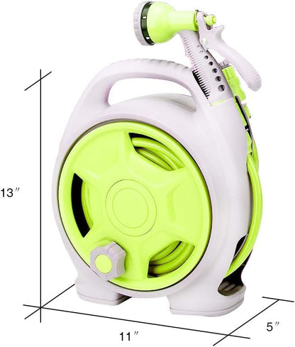 YEFA Retractable Garden Hose Reel - Convenient 50 FT Portable Hose with 6-Function Spray Nozzle for Versatile Watering, Cleaning, and More (Green) - color: Green