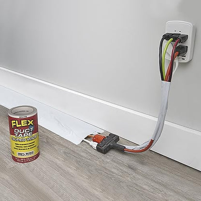 Flex Duct Tape, Super Wide, 7.5 Inches x 20 Feet, White, Heavy Duty Strong, Multi-Surface, Water, Weather and UV Resistant, Tearable, Perfect for Boxes, No Residue - color: White, size: 7.5" X 20'