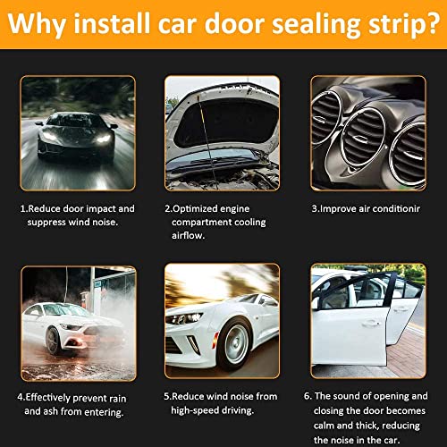 Automotive Weather Stripping Door Seal, 25 FT Car Door Rubber Seal Strip Trim Seal Gasket with Side Bulb for Cars Trucks Boats RVs and Home Applications - size: 25Ft