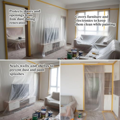 Masking Film & Drape, Paint Protection Film for Automotive Paint, Furniture Protective Film & Dust Film for Furniture Dustproof (472.44" L × 70.87" W(1200cmL × 180cmW)) - size: 472.44"L × 70.87"W(1200cmL × 180cmW)