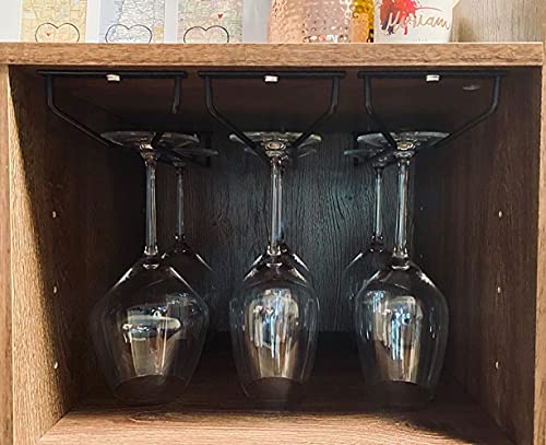 14-Inch Black Wine Glass Rack, Under Cabinet Wine Glass Holder Stainless Steel Stemware Rack - Hanging Stemware Holder for Cabinet Kitchen Bar, Set of 4 - color: Black, size: 14 Inch 4 Pack