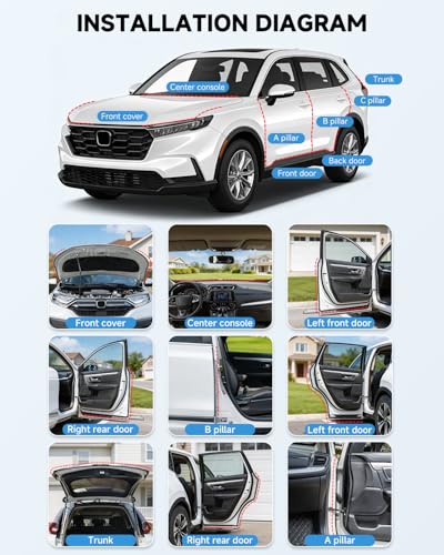 Weather Stripping Door Seal for Honda CR-V 2017-2022, Rubber Seal Weather Strip Kit, Soundproof Noise Insulation Dustproof for Front/Rear Trunk A-Pillar B-Pillar Front/Rear Door (9-Pack) - size: for Honda 2017–2022 CR‑V