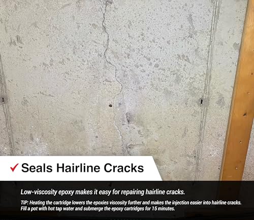RadonSeal Epoxy Concrete Crack Repair Kit (20 ft) – Low-Viscosity Epoxy Injection for Basement & Foundation Walls – Structural Crack Repair System