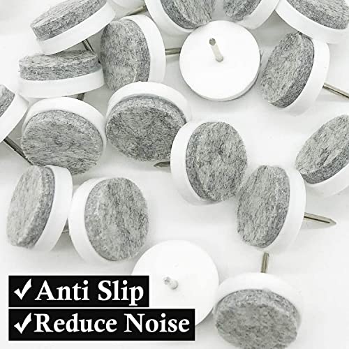 40pcs Round Heavy Duty Nail-on Felt Pad for Furniture Chair Table Leg Feet Floor Protectors Slide Smoothly (White, Pad Diameter 22mm) - color: White 22mm (40 Pcs)