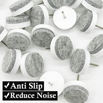 40pcs Round Heavy Duty Nail-on Felt Pad for Furniture Chair Table Leg Feet Floor Protectors Slide Smoothly (White, Pad Diameter 22mm) - color: White 22mm (40 Pcs)