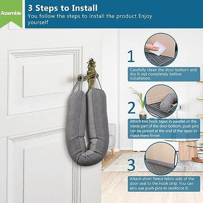Triangular Under Door Draft Stopper 32 inch Heavy Duty Door Draft Blocker Bottom Door Seal Noise Air Door Guard for Doors and Windows, Gray - size: 32 inch