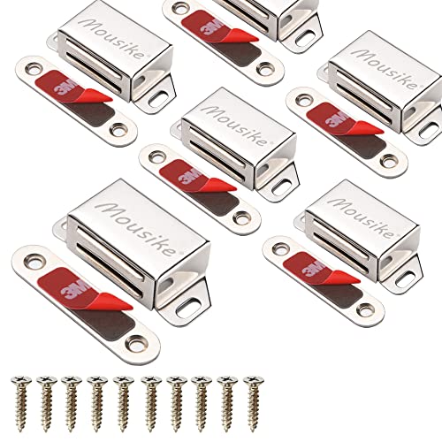 Mousike Cabinet Magnets 30lb Stainless Steel Magnetic Door Catch with Strong Magnetic for Kitchen Cupboard Wardrobe Closet Cabinet Door Drawer Latch(2.1"(Silver 6 Pack)) - color: Silver, size: 6 Pack