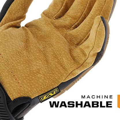 Mechanix Wear M-Pact Leather Gloves - Leather Impact-Resistant Work Gloves for Hand Support - Breathable Design - Shock Absorbing - Machine Washable - Brown/Black - Large - size: Large