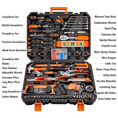 CARTMAN 238-Piece Socket Wrench Auto Repair Tool Combination Package Mixed General Household Hand Tool Set Tool Kit with Plastic Toolbox Storage Case - color: Orange