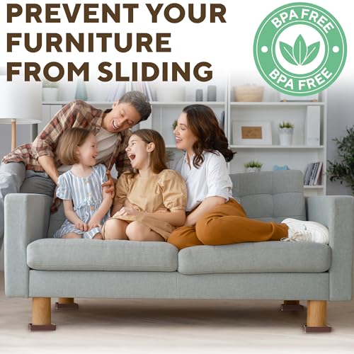 4pcs Non Slip Furniture Pads - Furniture Cups to Prevent Sliding for Couch, Bed, Chair - Premium 4x4 Anti Skid Stoppers for Hardwood, Tile Floors - Perfect Coasters That Fit Any Feet Shape (Brown) - size: Brown 4" x 4"