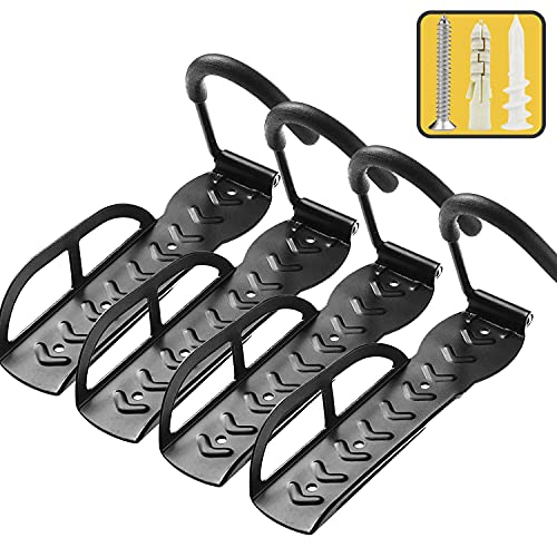 Bike Rack for Garage Wall Mount 4 Pack Vertical Bike Hooks Bicycle Hanging Hooks for Indoor Storage with Non-reversible Hooks - color: Black-4pack