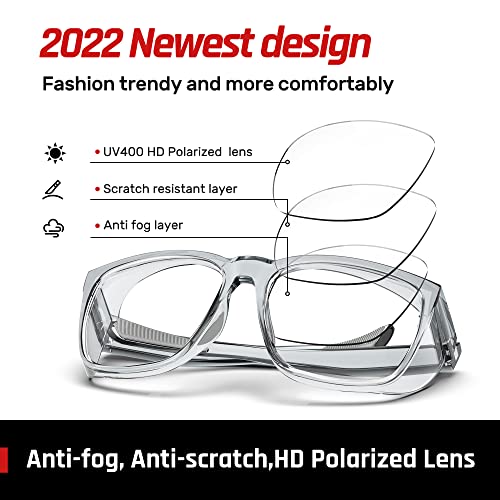 DILANCO Clear Safety Glasses Goggles With Side Shields for Women Men,Fog & Scratch-Resistant Complete UV Protection Eyewear - color: Grey