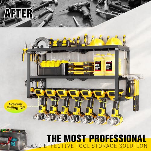 Hipidian Fathers Day Dad Gifts for Men, Power Tool Organizer Wall Mount- 300lb Capacity 3-Tier Storage Rack with 7 Drill Holders for Garage Tools, Best Birthday Gifts for Men Dad Husband - size: 7 Slots 3 Layers