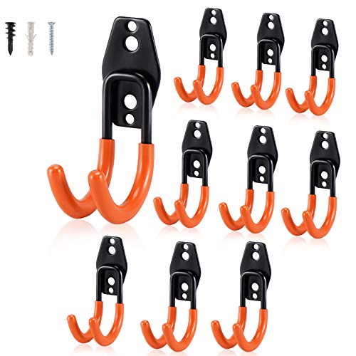 AOBEN Garage Hooks Heavy Duty, Steel Garage Storage Hooks, Utility Tool Hangers and Combinable Wall Mount for Organizing Ladders, Bikes, Hoses, and More Equipment (Small J, 10 Pack) - size: Small J Hooks, 10 Pack