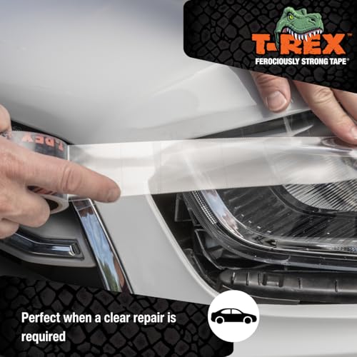 T-REX Ferociously Strong Repair Tape, Sticks to Wet Surfaces, All Weather and UV Resistant, 1.88" x 9 Yards, Clear, 1-Roll (241535)