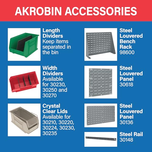 Akro-Mils 30210 AkroBins Plastic Storage Bins, Space-Saving Stackable Bins for Garage, Pantry, Craft Organization, 5" x 4" x 3", Stone, 24-Pack - color: Stone