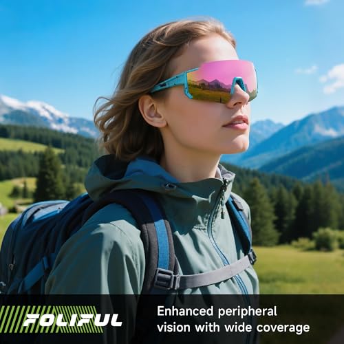 3 Pack Polarized Sunglasses for Men Women, Sports Mens Sunglasses with UV Protection for Baseball Cycling Running - color: A08-ice Blue/Red/Pink