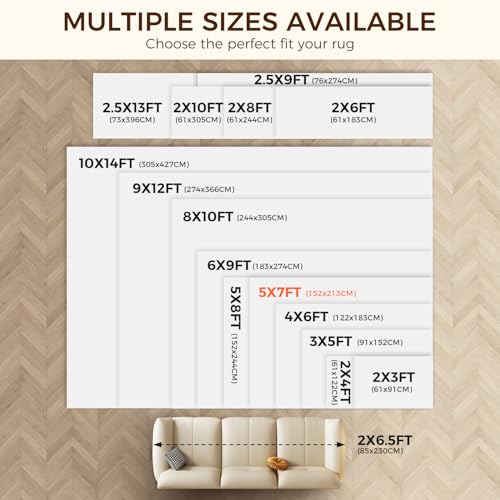BAGAIL BASICS 5 x 7 FT Rug Pad Gripper for Hardwood Floors, Non Slip Rug Pads for Area Rugs, Extra Thick Under Rug Padding, Protect Your Rugs & Floors - size: 5' x 7' (Rectangular)