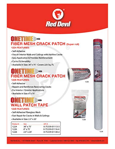 Red Devil 1224 Onetime Fiber Mesh Crack Patch 36" x 75' Wall Repair Fabric, White