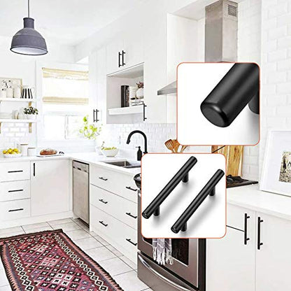Goldenwarm 5 Pack Black Cabinet Knobs T Bar Knobs and Pulls Drawer Handles for Cupboard Hardware Bedroom Furniture, Single Hole Black Hardware - color: Black, size: 5 Pack