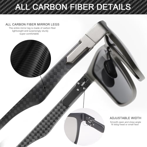 YIMI Polarized Photochromic Driving z87 Sunglasses For Men Women Day and Night safety glasses - color: Carbon Fibre C2